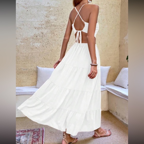 Boho crisscross tie open back cutout maxi dress - Picture 2 of 7